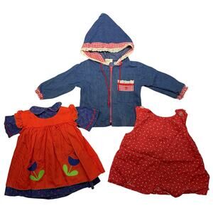 Vintage Girls Clothing Lot 18M 4T Dot-Spun Playhouse Town Togs Dresses Jacket